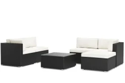 Eckteil Rattanlounge KRETA schwarz/weiss