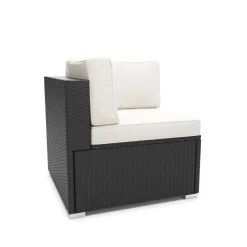 Eckteil Rattanlounge KRETA schwarz/weiss