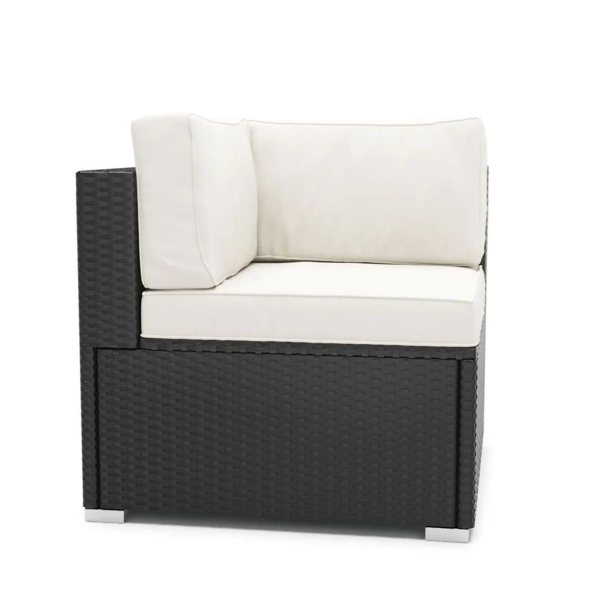 Eckteil Rattanlounge KRETA schwarz/weiss