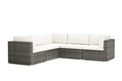 Eckteil Rattanlounge LINDOS grau/weiss