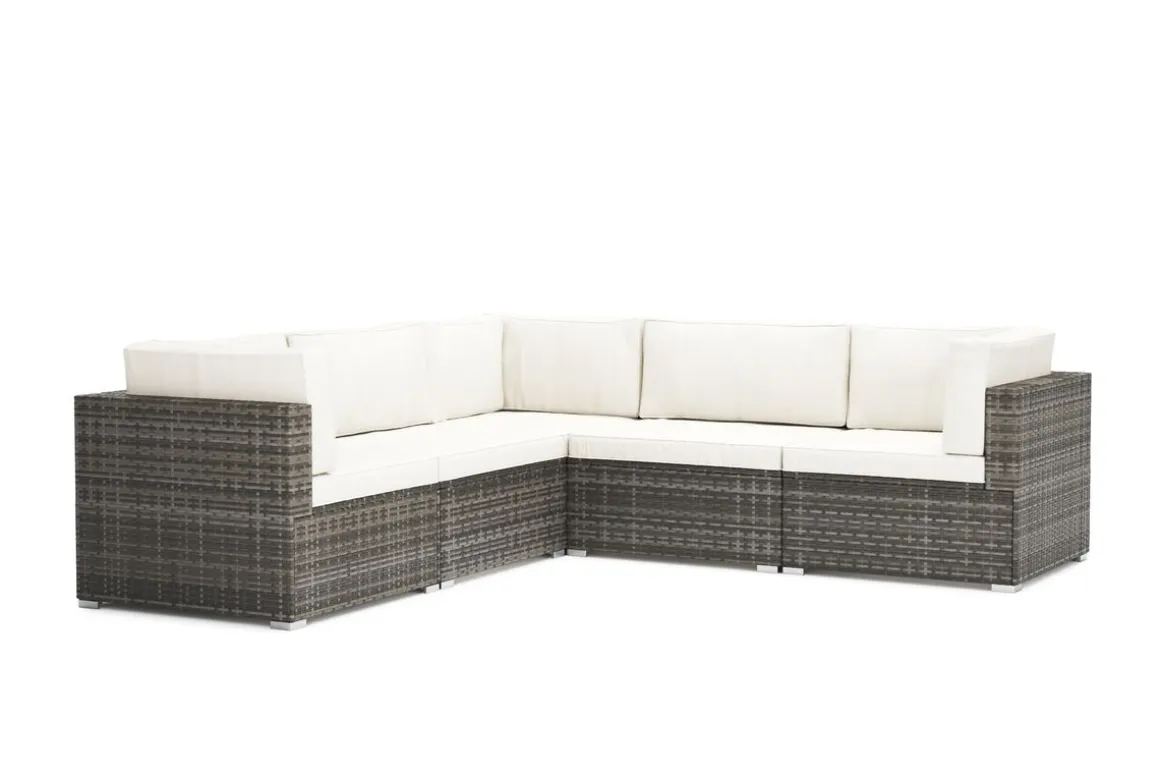 Eckteil Rattanlounge LINDOS grau/weiss