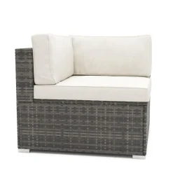 Eckteil Rattanlounge LINDOS grau/weiss