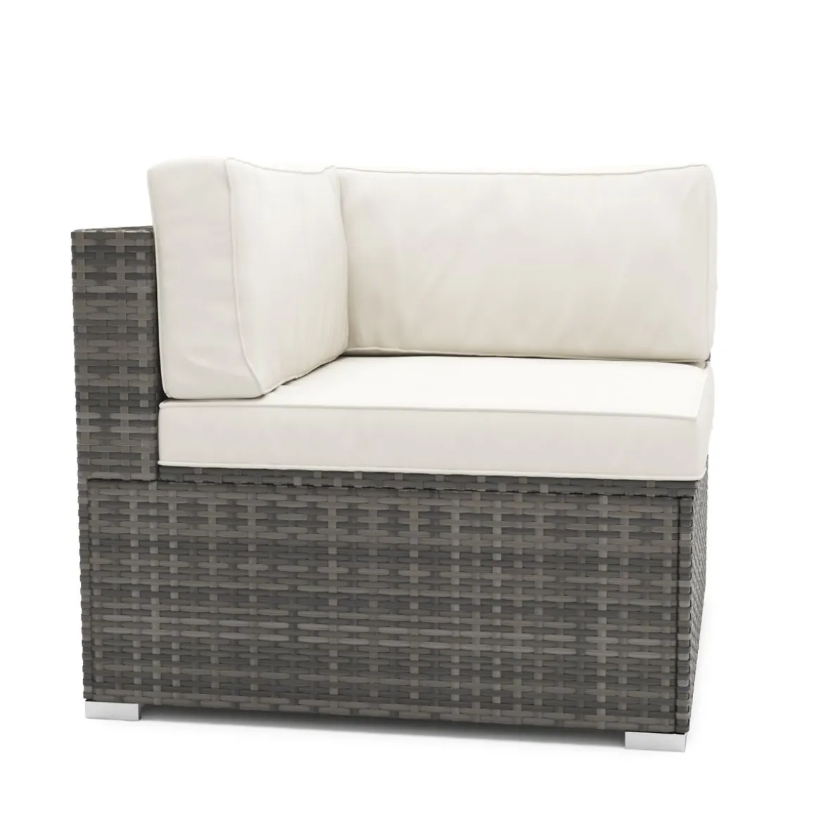 Eckteil Rattanlounge LINDOS grau/weiss