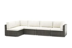 Eckteil Rattanlounge LINDOS grau/weiss