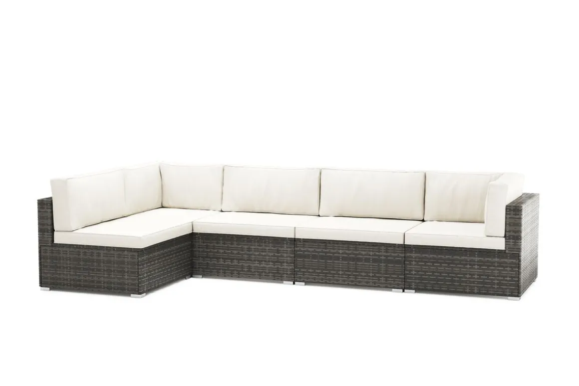 Eckteil Rattanlounge LINDOS grau/weiss