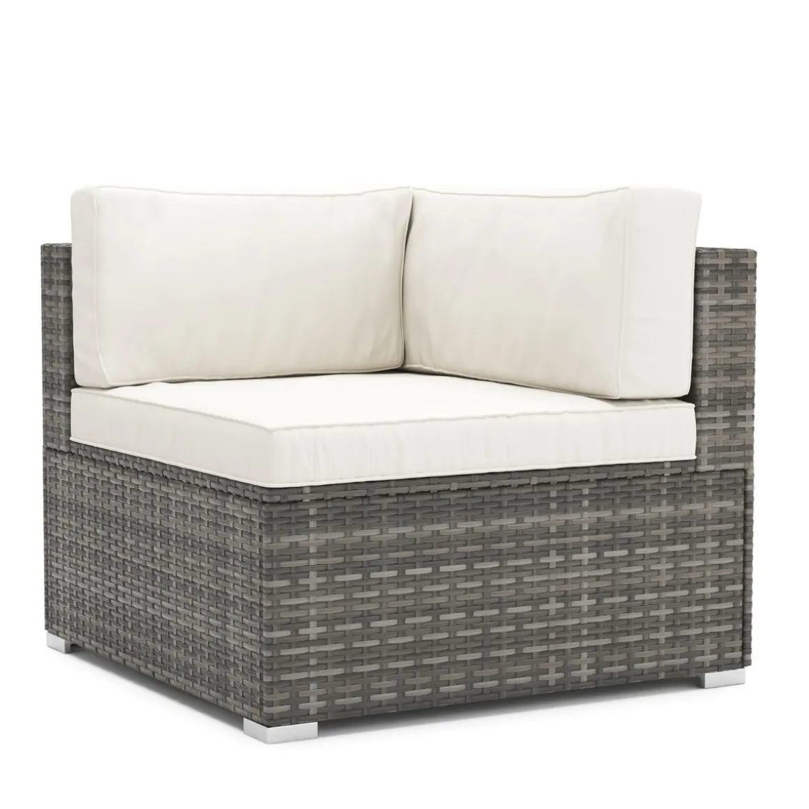 Eckteil Rattanlounge LINDOS grau/weiss