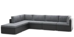 Eckteil Rattanlounge LINDOS schwarz/anthrazit