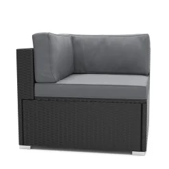 Eckteil Rattanlounge LINDOS schwarz/anthrazit
