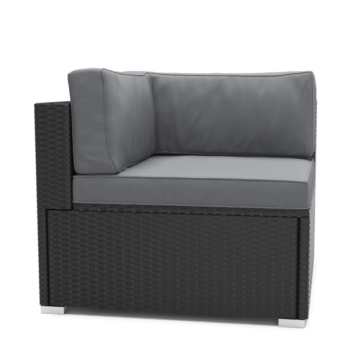 Eckteil Rattanlounge LINDOS schwarz/anthrazit