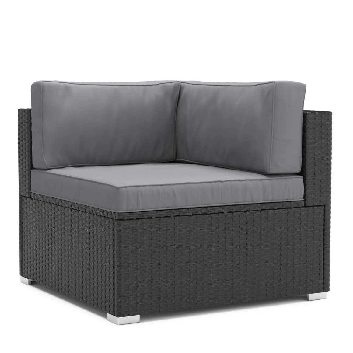 Eckteil Rattanlounge LINDOS schwarz/anthrazit