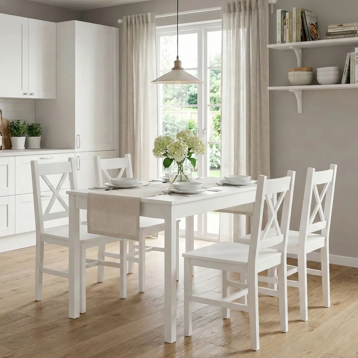 Essgruppe Holz LINDSAY 5-teilig weiss