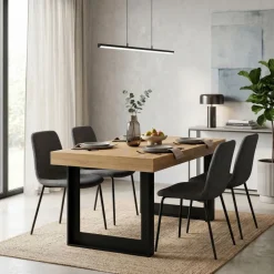 Esstisch ausziehbar CHELSEA 160/200 x 90 cm hellbraun/schwarz