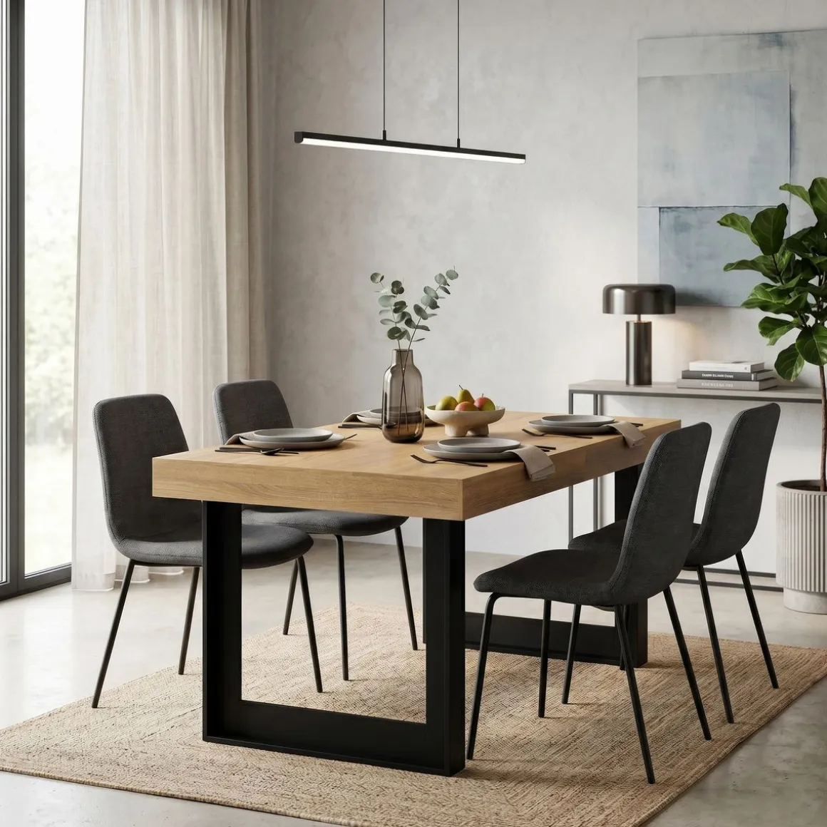 Esstisch ausziehbar CHELSEA 160/200 x 90 cm hellbraun/schwarz