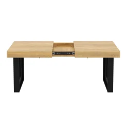 Esstisch ausziehbar CHELSEA 160/200 x 90 cm hellbraun/schwarz