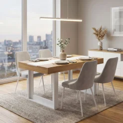 Esstisch CHELSEA 160 x 90 cm hellbraun/weiss