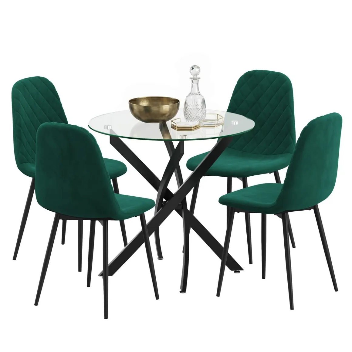 Esstisch Glas ELYSOR rund 80 cm schwarz