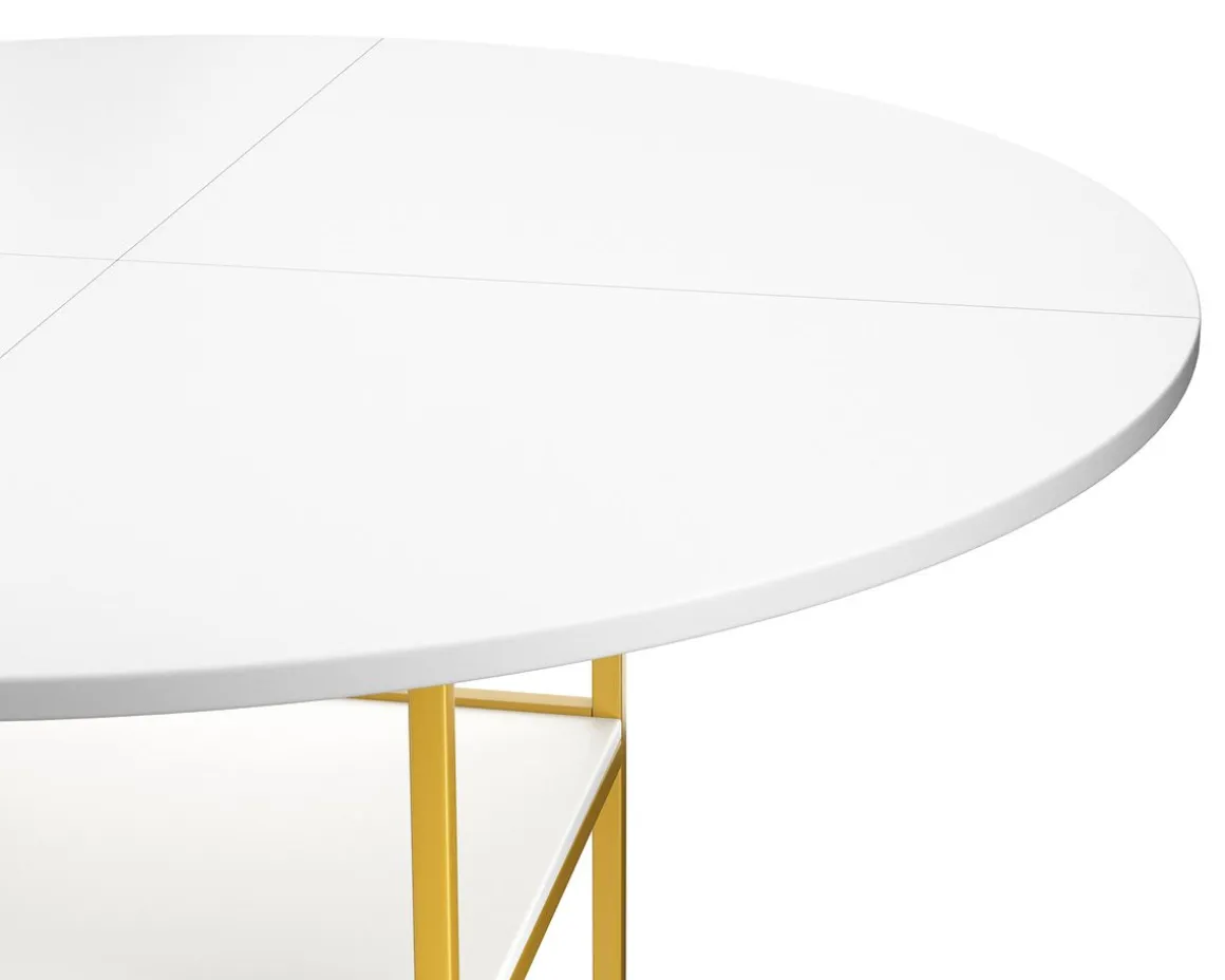 Esstisch GUSTAW rund 120 cm weiss/gold