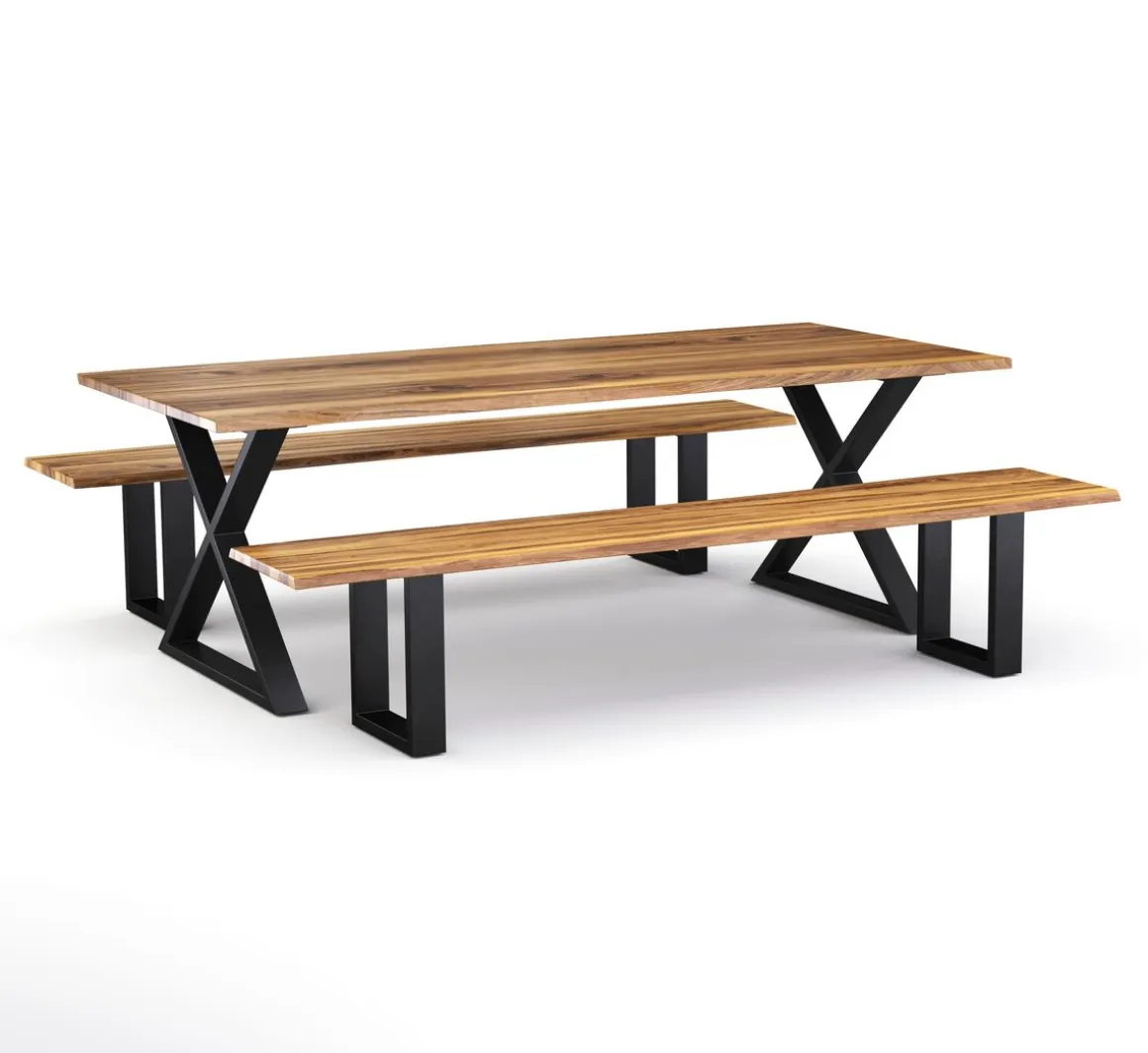 Esstisch Holz ACACIA X-Fuss 200 x 90 cm