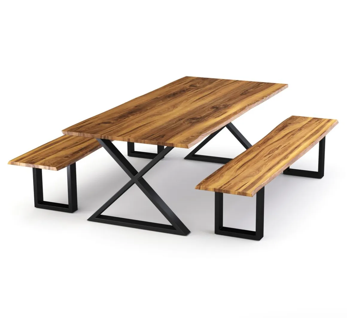 Esstisch Holz ACACIA X-Fuss 200 x 90 cm