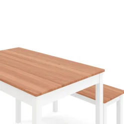 Esstisch Holz JULIET 108 x 65 cm mit 2 Bänken natur/weiss