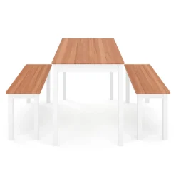 Esstisch Holz JULIET 108 x 65 cm mit 2 Bänken natur/weiss