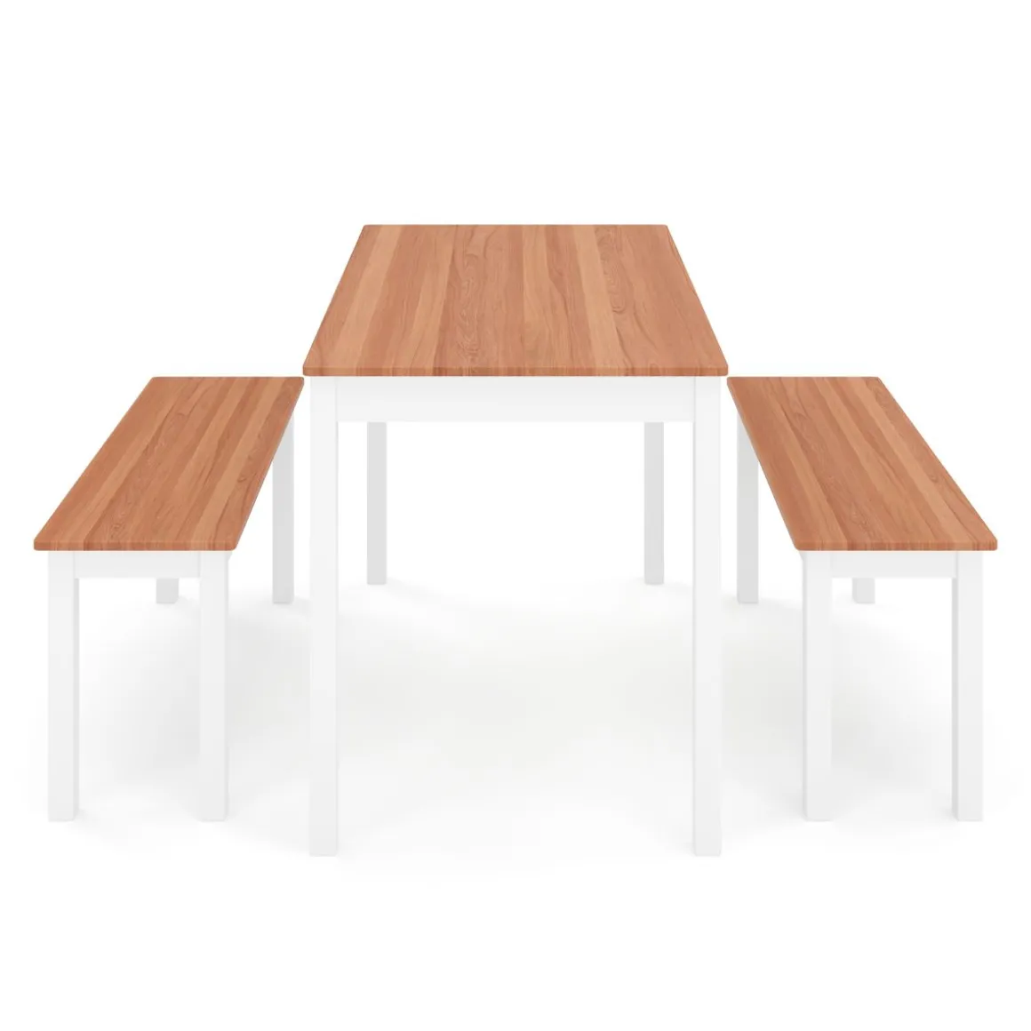 Esstisch Holz JULIET 108 x 65 cm mit 2 Bänken natur/weiss