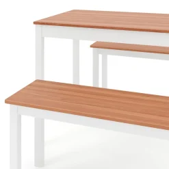 Esstisch Holz JULIET 108 x 65 cm mit 2 Bänken natur/weiss