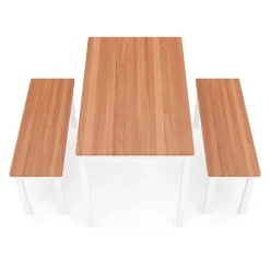Esstisch Holz JULIET 108 x 65 cm mit 2 Bänken natur/weiss