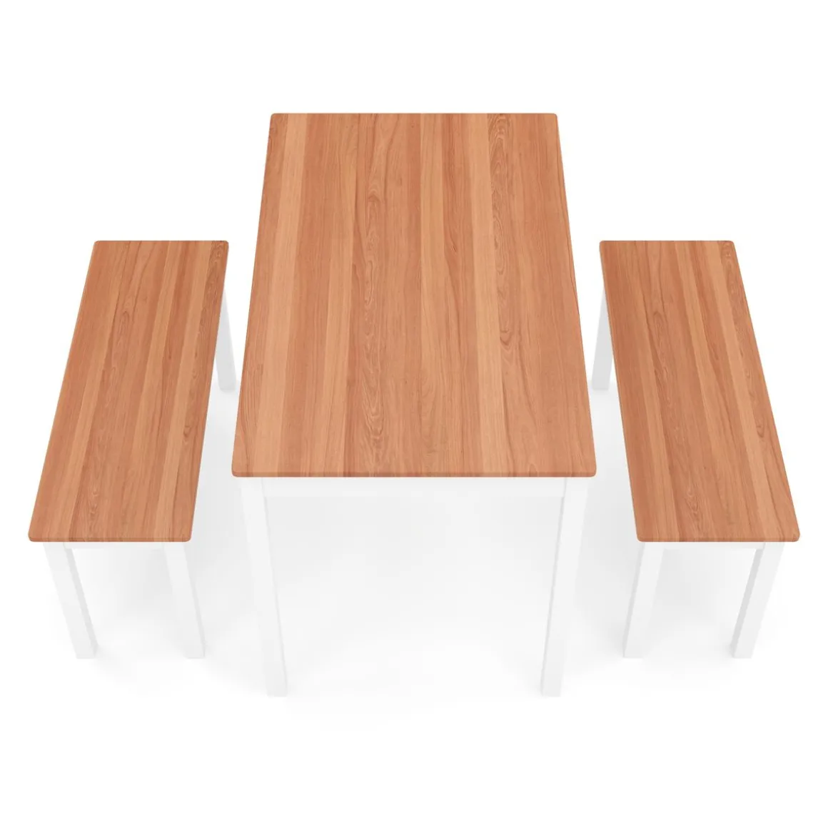 Esstisch Holz JULIET 108 x 65 cm mit 2 Bänken natur/weiss