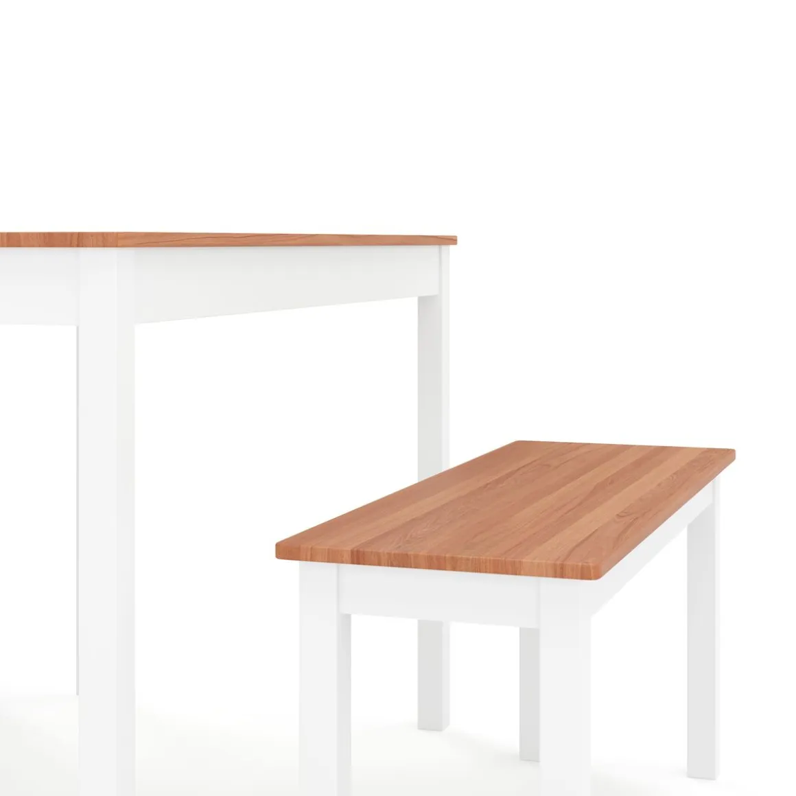 Esstisch Holz JULIET 108 x 65 cm mit 2 Bänken natur/weiss