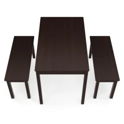 Esstisch Holz JULIET 108 x 65 cm mit 2 Bänken dunkelbraun