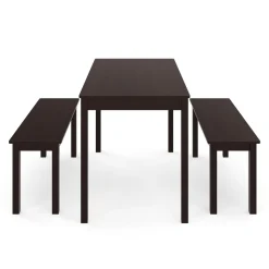 Esstisch Holz JULIET 108 x 65 cm mit 2 Bänken dunkelbraun
