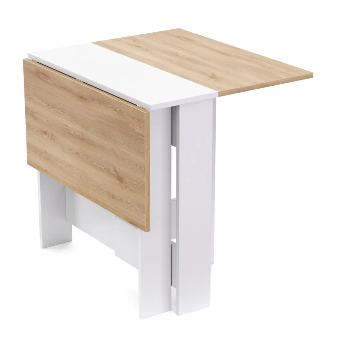 Esstisch klappbar MINIMAL 103 x 76 cm weiss/hellbraun