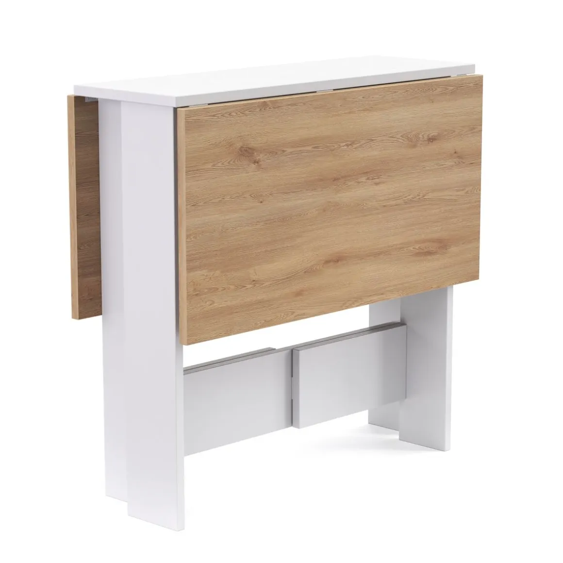 Esstisch klappbar MINIMAL 103 x 76 cm weiss/hellbraun