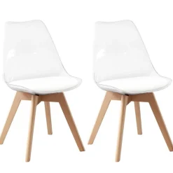 Esszimmerstuhl AMALIA 2er Set transparent/weiss/natur