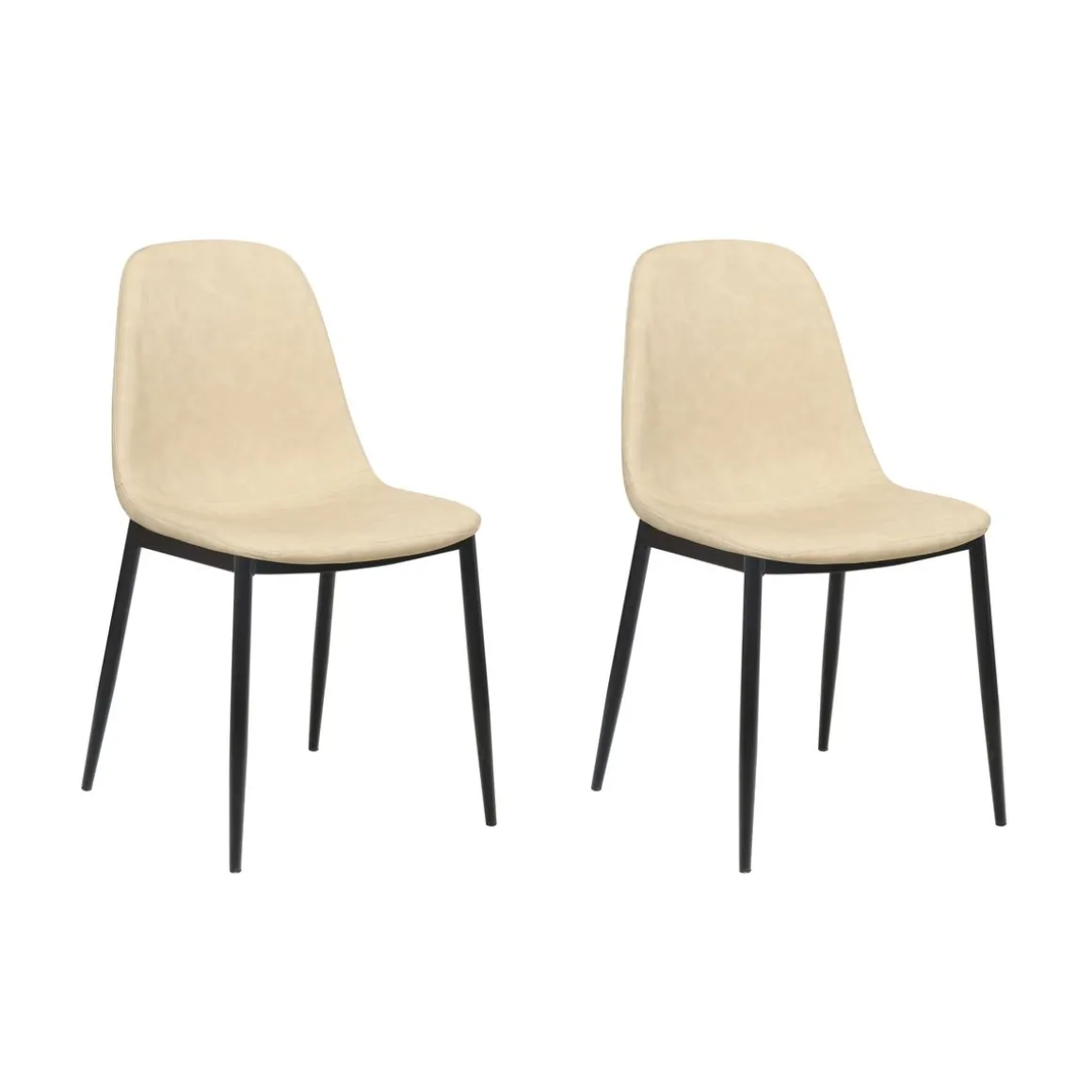 Esszimmerstuhl Leder CHAD 2er Set beige