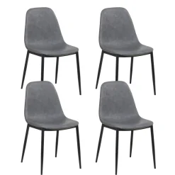 Esszimmerstuhl Leder CHAD 4er Set anthrazit