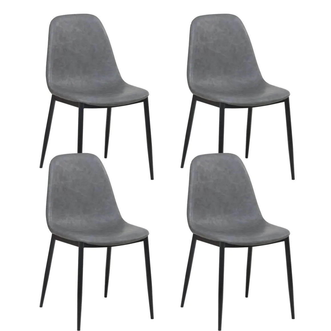 Esszimmerstuhl Leder CHAD 4er Set anthrazit