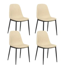 Esszimmerstuhl Leder CHAD 4er Set beige