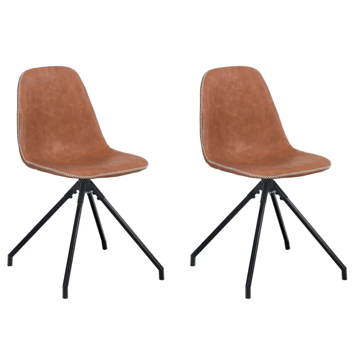 Esszimmerstuhl Leder DEVIN 2er Set braun