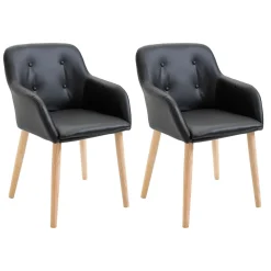 Esszimmerstuhl Leder FABIO 2er Set schwarz