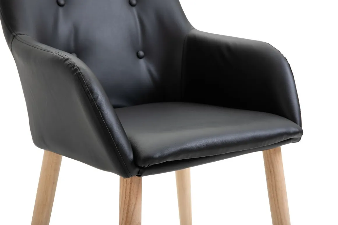 Esszimmerstuhl Leder FABIO 2er Set schwarz