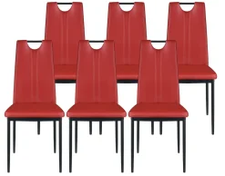Esszimmerstuhl Leder IVO 6er Set rot