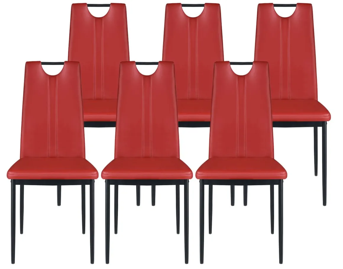 Esszimmerstuhl Leder IVO 6er Set rot
