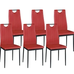 Esszimmerstuhl Leder IVO 6er Set rot
