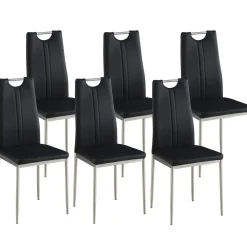 Esszimmerstuhl Leder IVO 6er Set schwarz