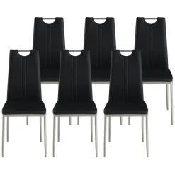 Esszimmerstuhl Leder IVO 6er Set schwarz