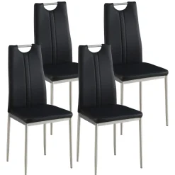 Esszimmerstuhl Leder IVO 4er Set schwarz