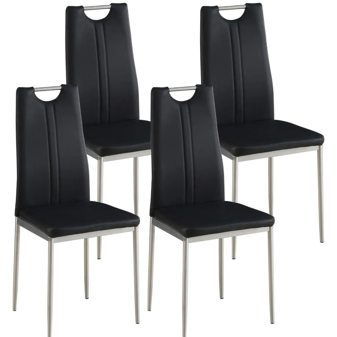 Esszimmerstuhl Leder IVO 4er Set schwarz