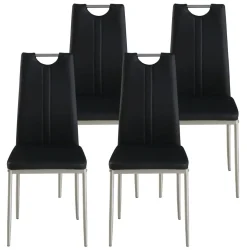 Esszimmerstuhl Leder IVO 4er Set schwarz